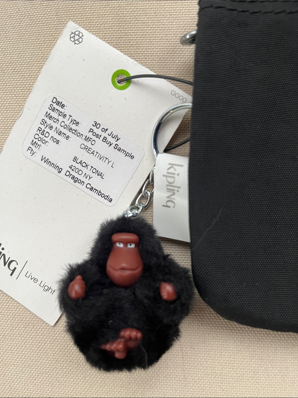 Kipling Black Zip Coin Pouch with Fuzzy Monkey Charm - Picture 3 of 8
